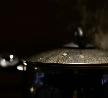 Boiling pan of water