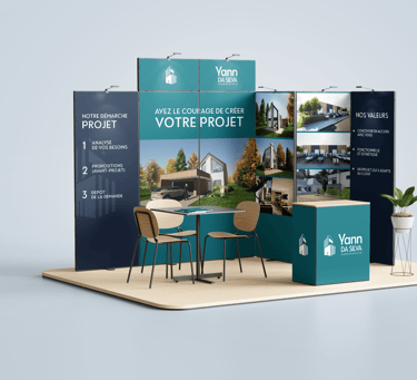 Réalisation : stand Yann DA SILVA dessinateur en architecture - Amy Atelier Graphique