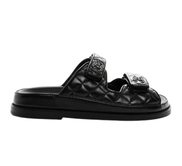 yellow app dhgate finds CHANEL Lambskin Quilted Velcro Dad Chain CC Slide Sandals
