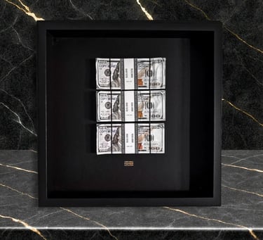 Frame with Money and cash dollar in background 