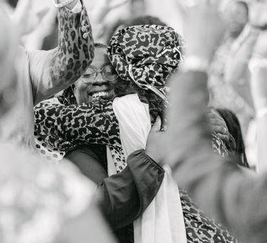 Two women hugging