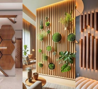 Decorative feature wall painting with modern patterns in UAE home