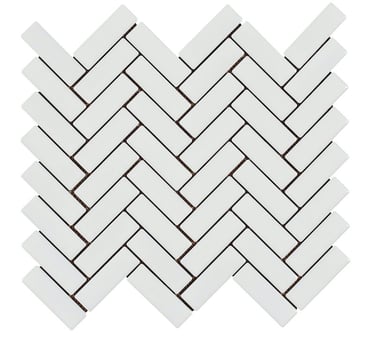 Wall tiles herringbone mosaic white gloss