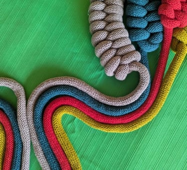 a colorful rope - wrapped rope - wrapped knot knot knot