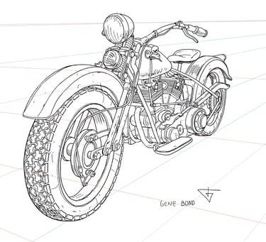 how to draw motorcycles springer fork gene bond