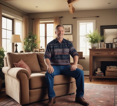 A book cover is displayed against a dark background. The cover features a photograph of a smiling man in a suit alongside the title 'Rich Dad Poor Dad' in large yellow and white lettering. There is also a circular label indicating a 20th-anniversary edition.