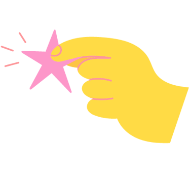 a hand holding a starfish in front of a star