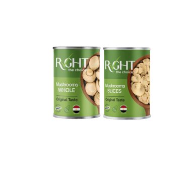 Raya FMCG's Right Brand: Whole Mushrooms and Slices for export and private label.