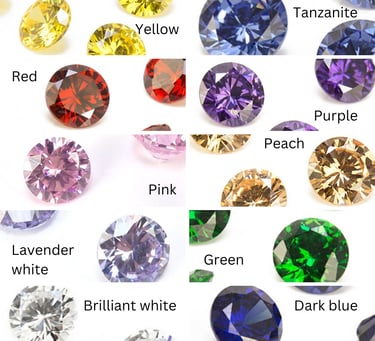 a variety of colored gems and diamonds