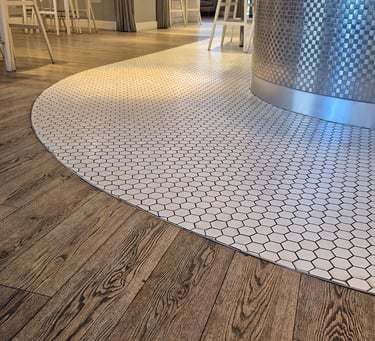 mosaic tile fitting to match existing floor levels