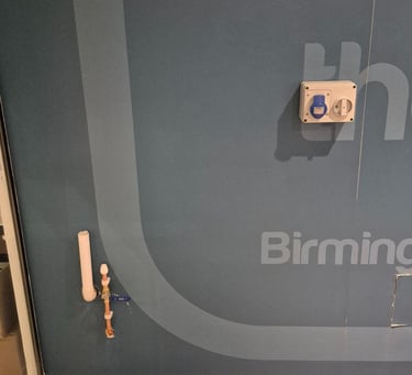 waste, water and power supplies provided for a coffee machine