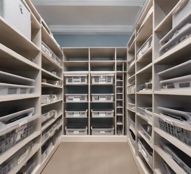 a bunch of boxes of boxes on a shelf