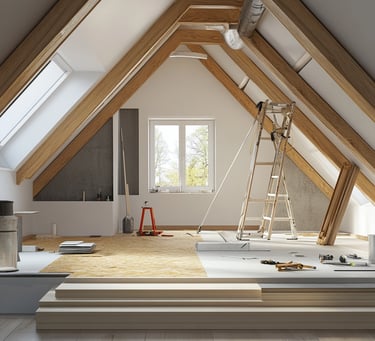 Pose de cloisons, planchers, escaliers et finitions