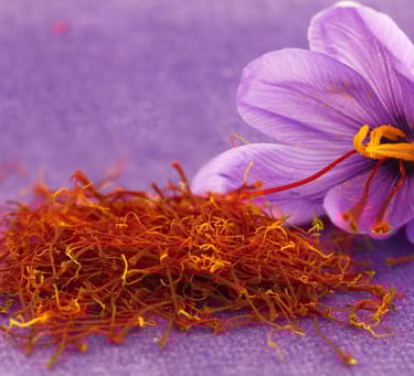 Pure saffron strands used in skincare for glowing and radiant complexion