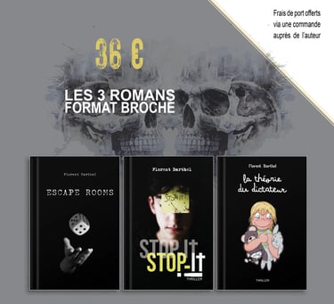 Offre les trois romans au format broché. Frais de port offerts via une commande auprès de l'auteur.