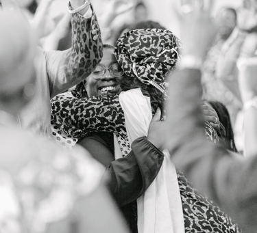 Two women hugging