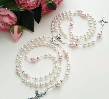 Rožančius iš Swarovski perliukų – krikštynų dovana vaikui