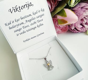 Roduoto sidabro angeliukas – krikštynų dovana vaikams