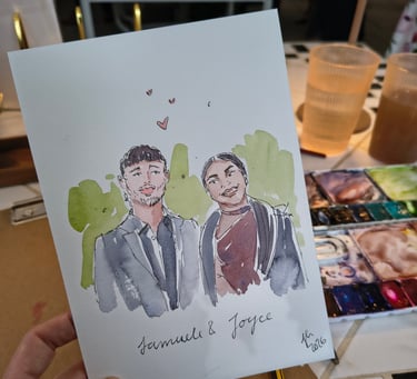 Gästeportraits, live gezeichnet während einer Firmenfeier