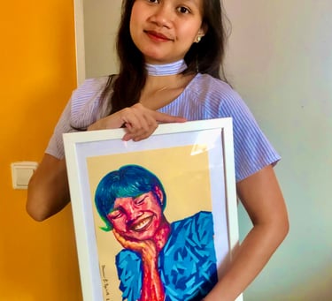 Self Portrait, Paper Collage, Mixed Media, Batik Portrait, Custom Batik Art, Commissioned Batik