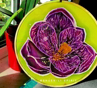 Crocus, flower batik, batik painting, floral art, batik artist, Shuen-Li Spirit, netherlands 