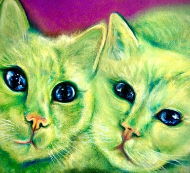 Commissioned pastel portrait of 2 cats, original artwork by Shuen-Li Spirit in the Netherlands