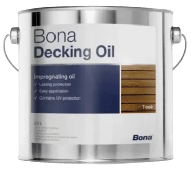a bona decking oil with a white background