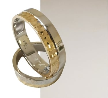 Alianza oro combinado brillo y martelé de 5mm