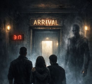 a group of people standing in front of a building