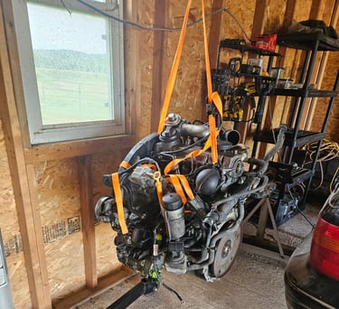 Engine successfully extracted from a car