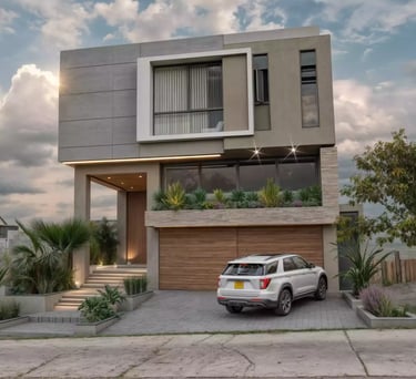 render fotorrealista de fachada de casa moderna en barranquilla