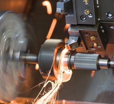a machine is grinding a metal part of a machine