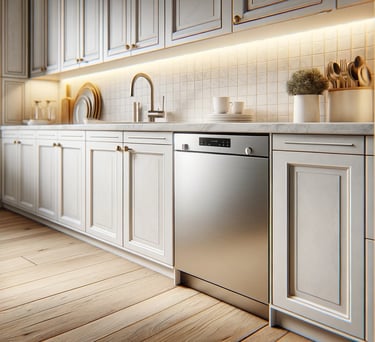 a kitchen with a dishwasher