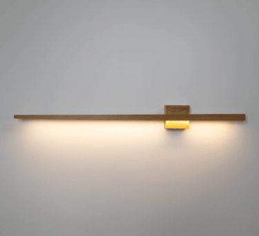 applique luce led illuminazione muro legno