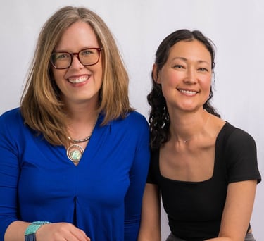 Head shot of two Canadian composers, Beth Hamilton and Jen Smith Lanthier smiling at the camera