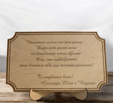 Targa commemorativa in legno personalizzata