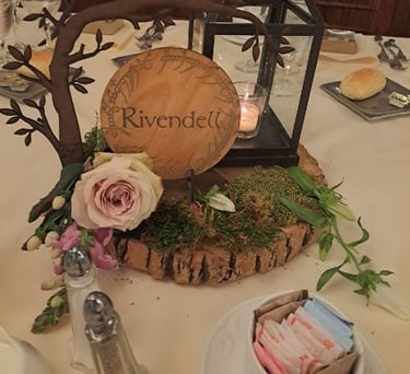 laser cut and engraved table centerpiece with candle lantern