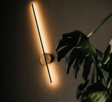 applique muro legno alluminio nero parete modern