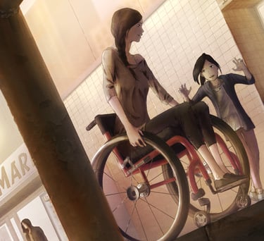 Illustration of a woman in a wheel chair