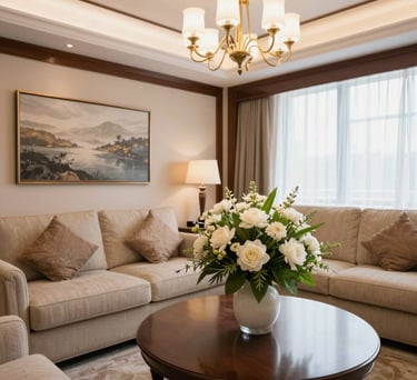 Close-up of a comfortable bed with clean white linens in a well-kept room.