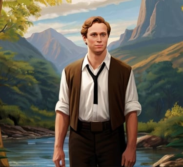 Joseph Smith, le prophète du rétablissement, devant une rivière 