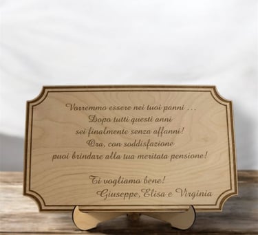 Targa commemorativa in legno personalizzata