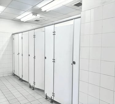 "Modern HPL Toilet Cubicles in Hyderabad Office"