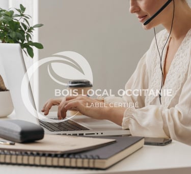 une femme avec un casque et un micro et un ordinateur portable
