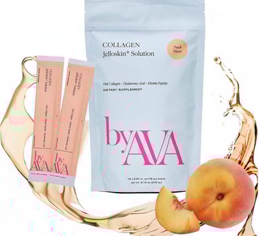 a peachy liquid collagen pouch