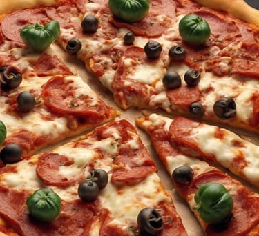 pizza pepperoni y olivas negras