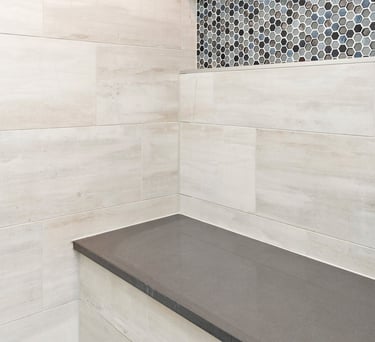 Contemporary bathroom renovation in Cumming, GA with dual sinks and modern design"