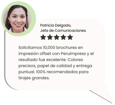 Opinión de empresa sobre impresión offset de brochures en tiraje grande con Peruimpress