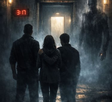 a group of people standing in front of a building