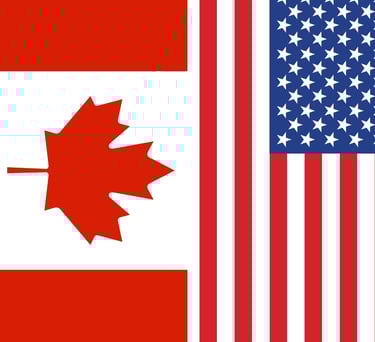 Candian and American Flag together, services offered in both countries